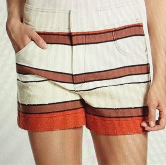 Derek Lam 10 Crosby Poppy Tweed Cotton Striped Shorts Size 8 - Picture 3 of 8